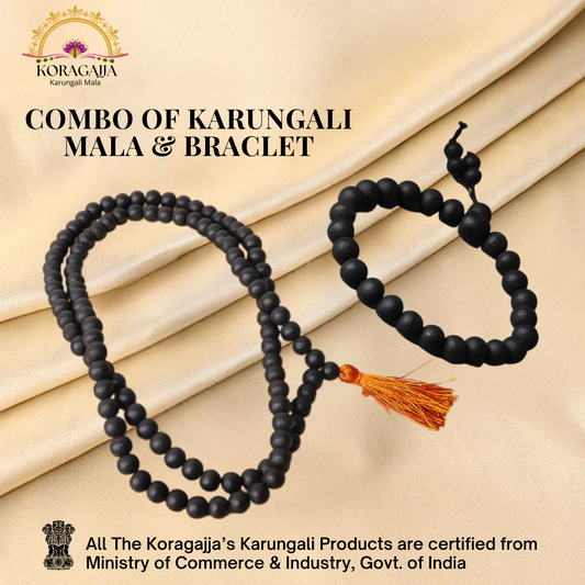 Karungali Malai 108-Beads & Karungali Malai Bracelet Combo with Govt. Certification